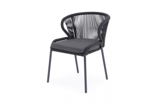«Милан» плетеный стул из роупа (веревки), каркас темно-серый, цвет темно-серый